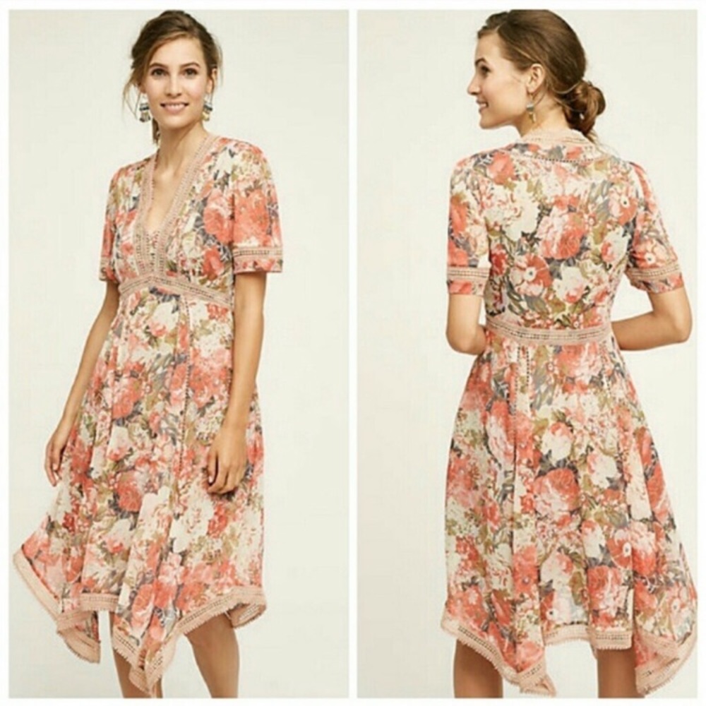 Anthropologie Ranna Gill Rose Bouquet Dress